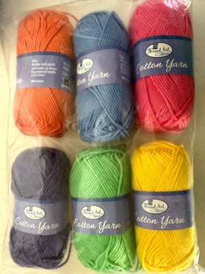 Lot of 6 Skeins Thread Art 100% Cotton Yarn Medium Worsted Solid Colors Crochet