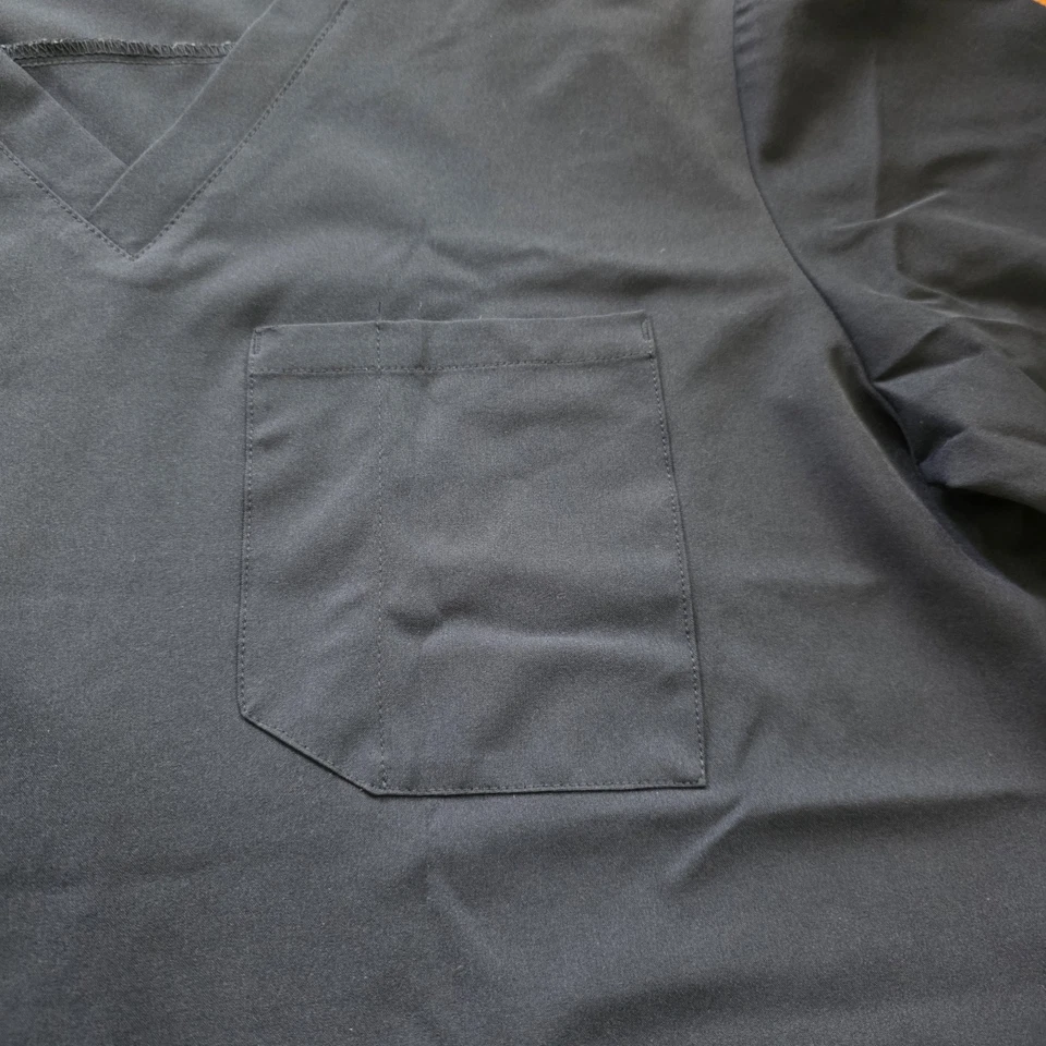 Lote de 2 Camisas Médicas Para Hombre Grandes Manga Corta Cuello en V Azul/Negro Rendimiento Foto 4 de 4
