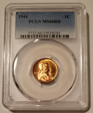 PCGS 1944 Lincoln Wheat Cent Unc MS66 RED (B)