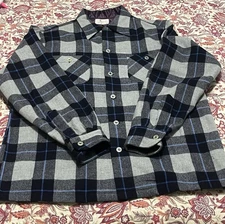 1960s Shadowplaid Button Down Shirt Flat Pocket Rare Chippewa Size Large