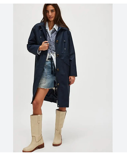 BARBOUR FEARNE WATERPROOF Longline TRENCH w/Removable Hood MSRP$535 Attractive