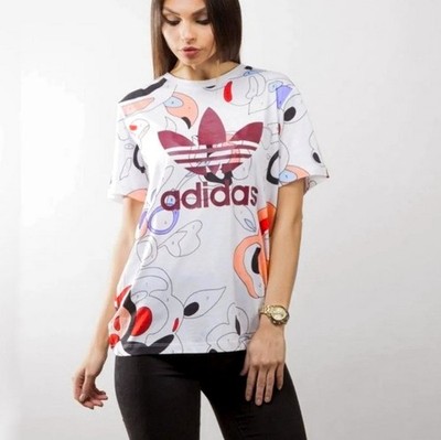 Adidas x Rita Ora Art Games T-Shirt Damen Trefoil Logo Blumen weiß bunt XS S M L