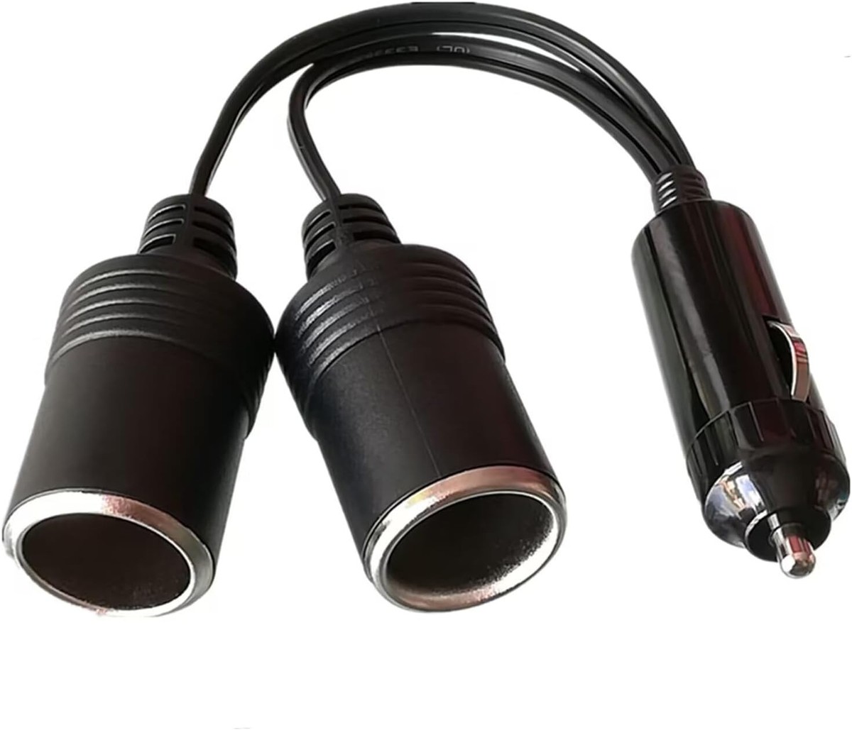 2 outlet cigarette lighter adapter CURT 58313 Car Socket with 2-Way Flat Plug, Connects to 2-Way, 4-Way or 5-Way Flat Connector featuring a classic black matte finish that is simple Auto Drive Dual 12V/24V Cigarette