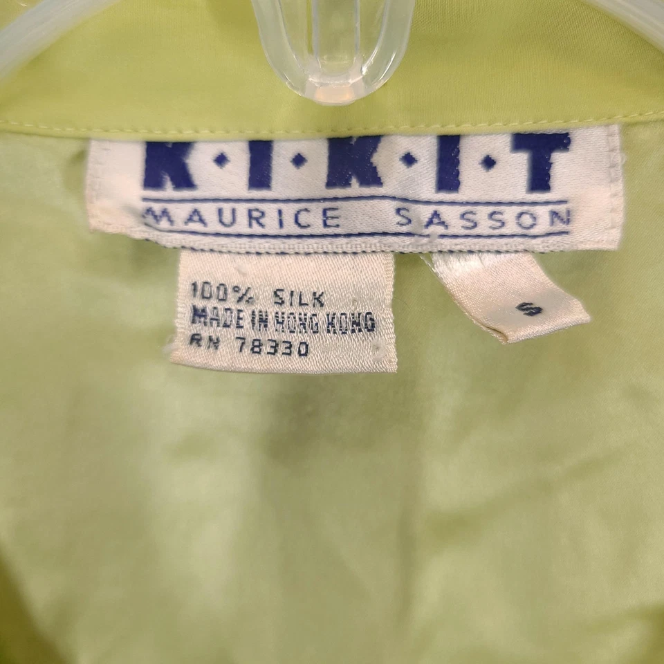 Kikit Maurice Shirt Small Green 100% Silk Short Sleeve Boxy Oversized 90s - Image 3 of 4