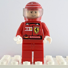 LEGO 8144 rac022s Michael Schumacher Minifig + Trophy Flags Nameplate VG