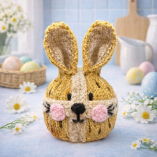 KNITTING PATTERN - Easter Hot Cross Bun Bunny Head Choc orange cover / 15cm toy