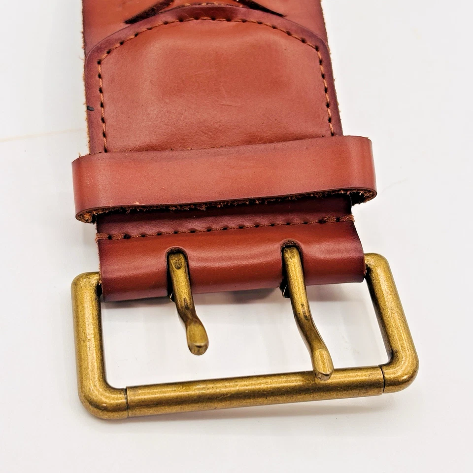 Женский плетеный ремень LINEA PELLE из натуральной кожи с латунной пряжкой размер L - Изображение 2 из 4