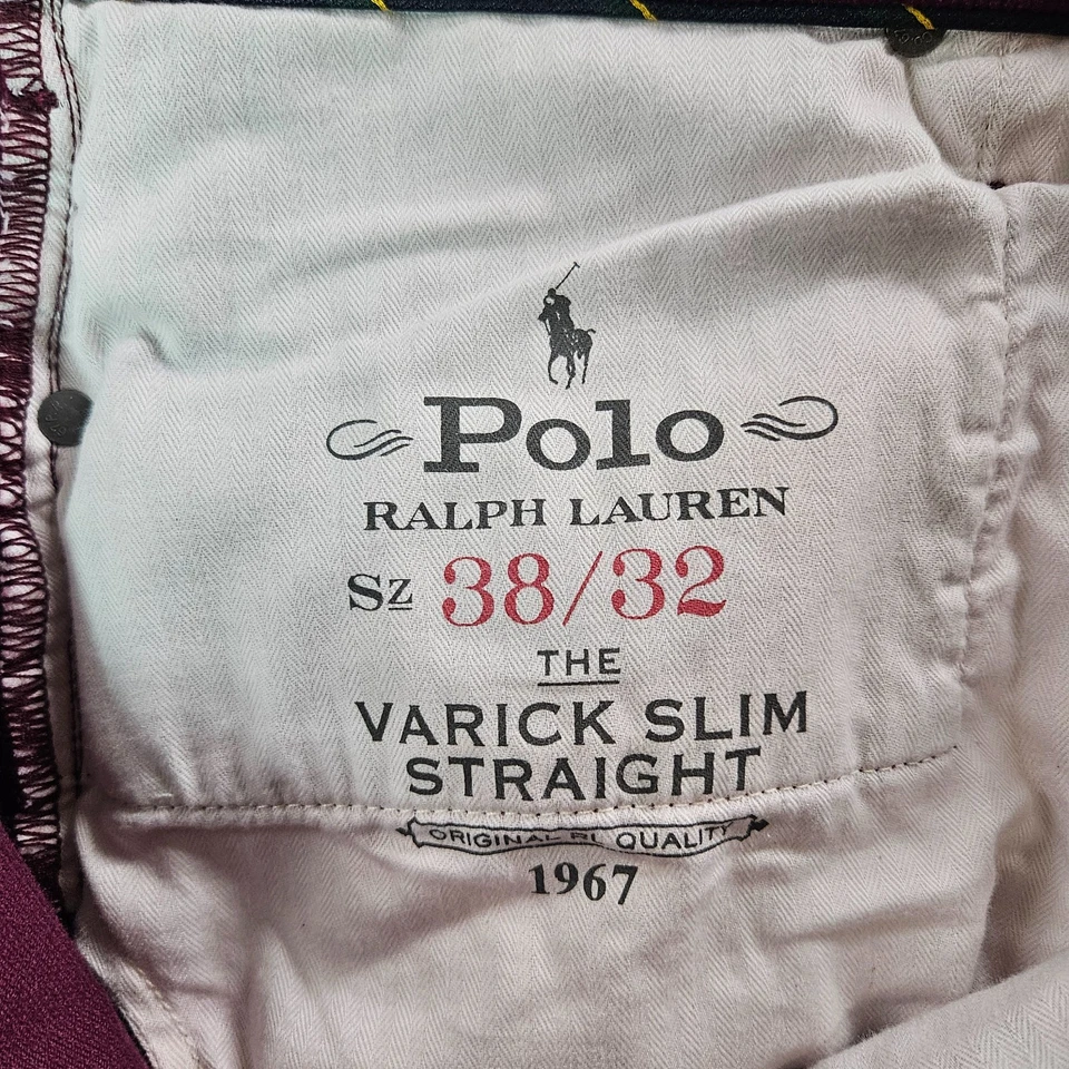$125 NEW Polo Ralph Lauren Corduroy Pants Men 38 x32 Varick Slim Straight Red - Image 4 of 4