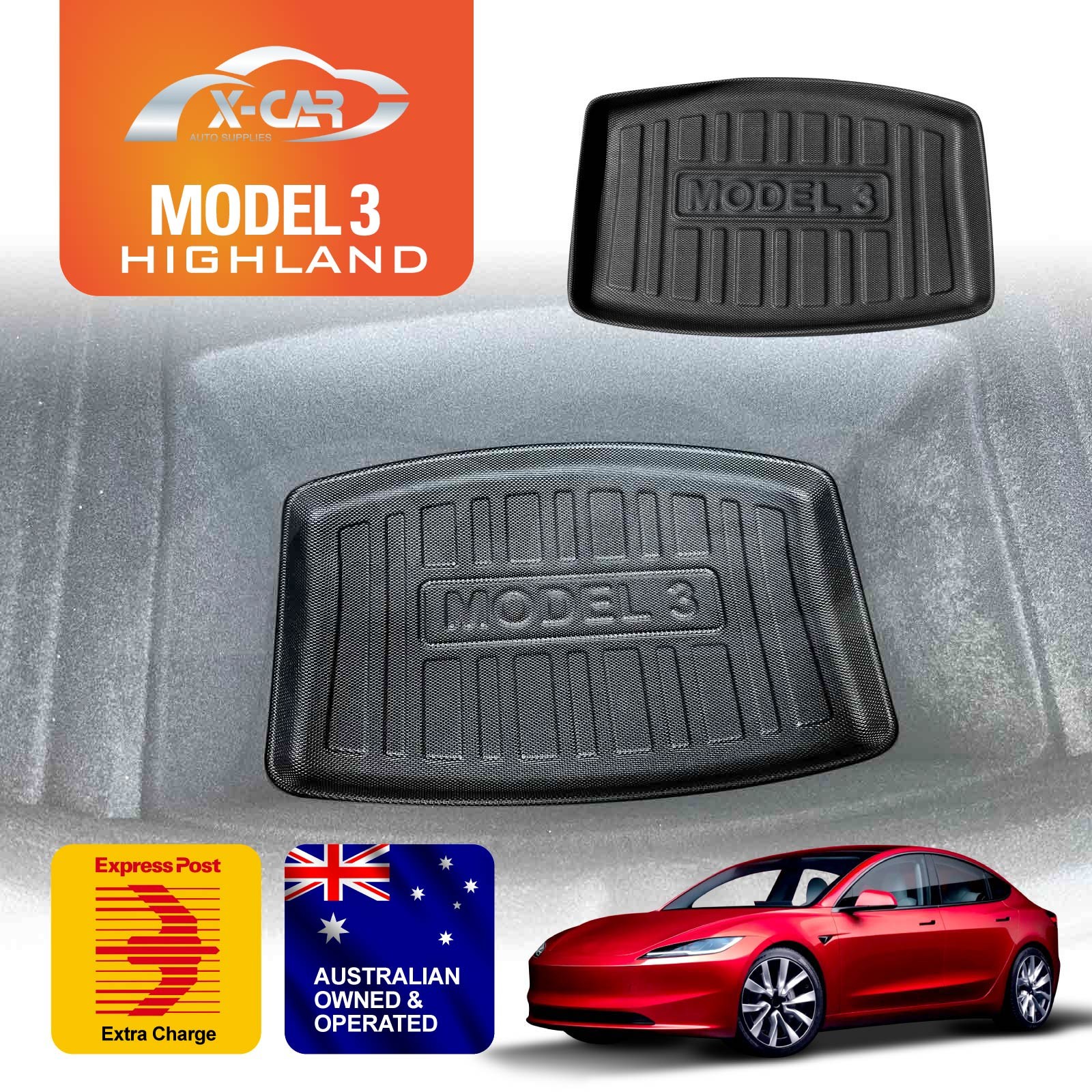 All-Weather Rear Well Liner for NEW Tesla Model 3 2023+ Toolbox Cargo Boot Mat