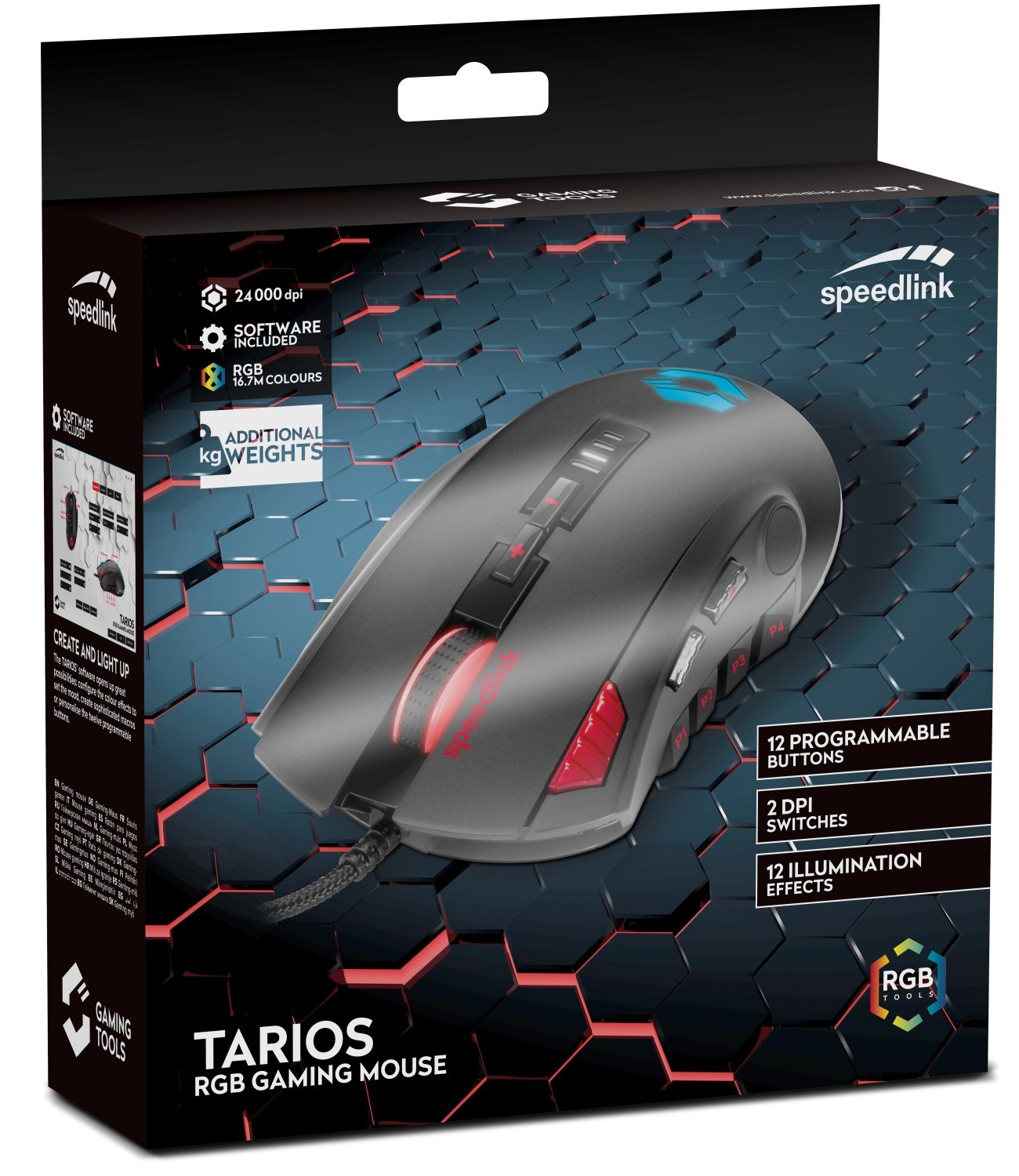 Speedlink TARIOS RGB USB Profi Gaming Maus Mouse Makros Tasten 24000 dpi eSport Ansicht 8