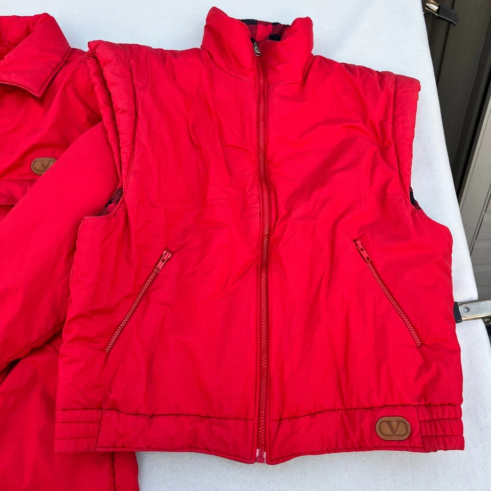 De Colección Valentino Active Deportes Rojo Traje de Esquí Una Pieza y Chaleco Puffer Conjunto Mujeres Talla 44 Foto 3 de 4