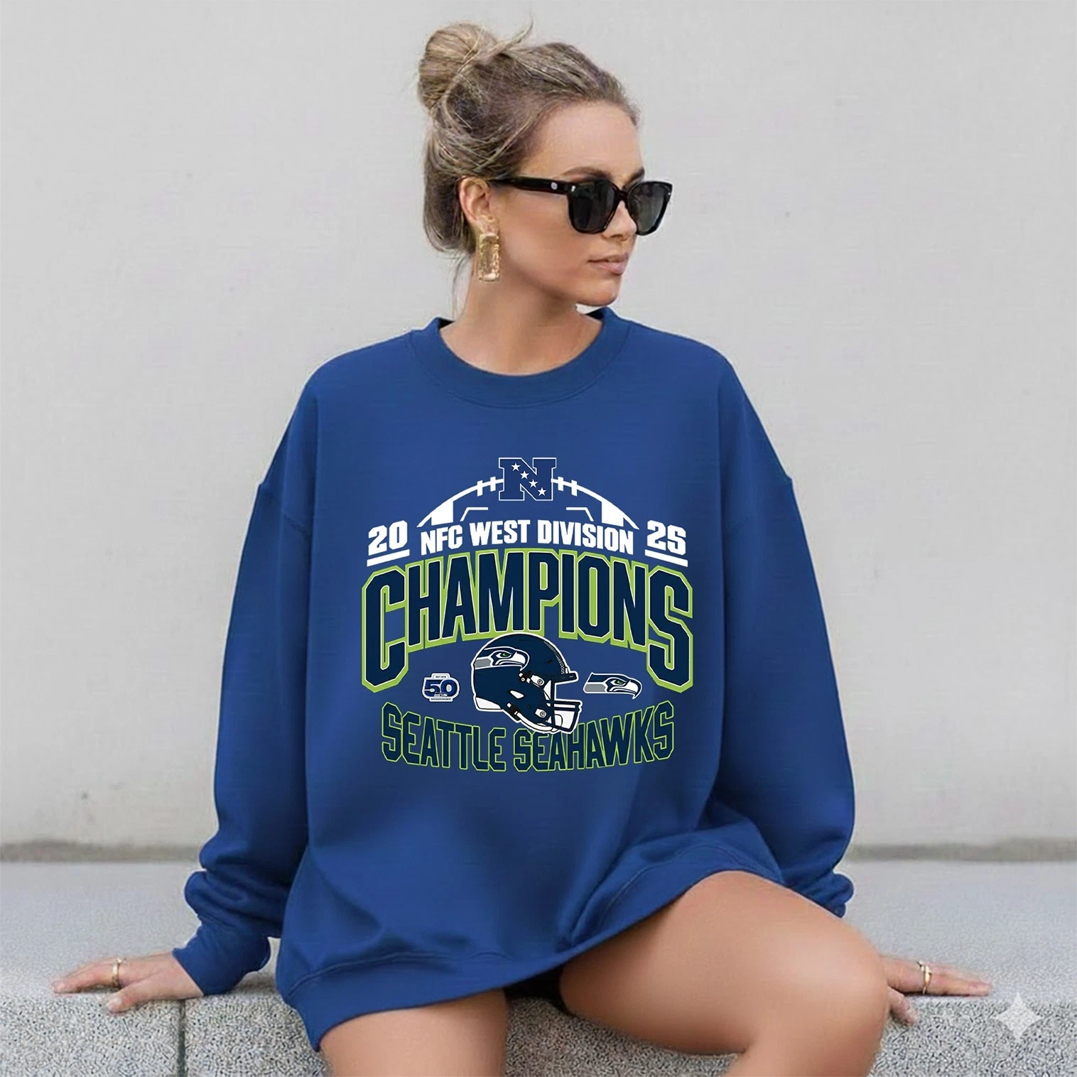 Seattle Seahawks 2025 NFC West Division Champions Helmet Sweatshirt