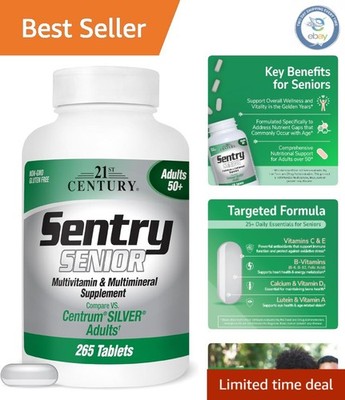 265 Count Sentry Senior Tablets - Unflavored Multivitamin for Vitality & Energy