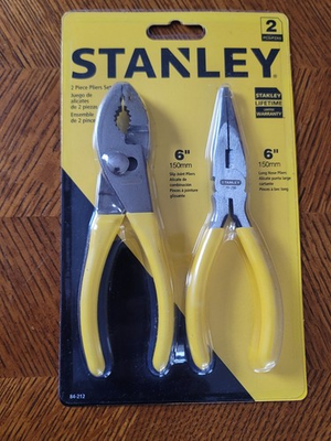 #ad Stanley 2 Piece Pliers Set Long Nose amp; Slip Joint Plier NEW In Sealed Packaging $11.99