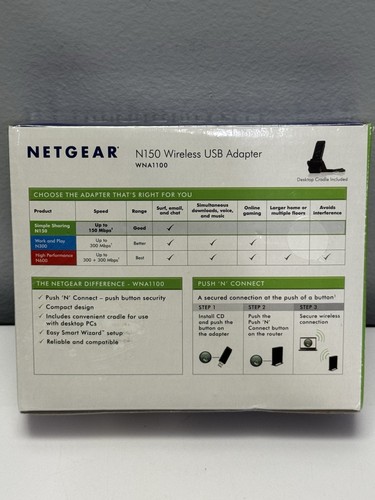 Netgear N150 WNA1100 Wireless USB Adapter Dongle New Sealed - Afbeelding 2 van 5