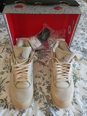  Off-White x Air Jordan 4 Retro SP ''Sail'' CV9388-100 Men's Size 13.5