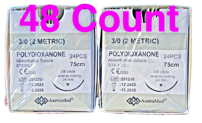 PDS PDO 3/0 Veterinary Surgical Suture 48ct Dental Medical Absorbable 2 boxes