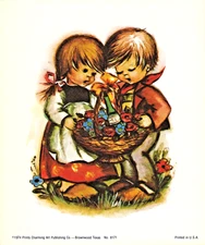 "PUPPY LOVE"  ~ (1974) ~  *** PRINTS CHARMING #8171 / LITHOGRAPH PRINT *** #36