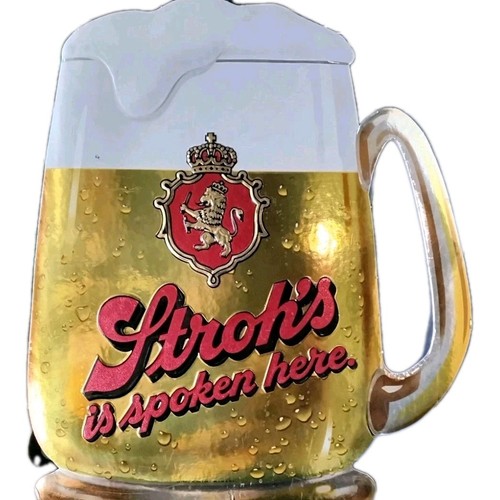Vintage 1970s Stroh's Beer Embosograph Mug Sign Display