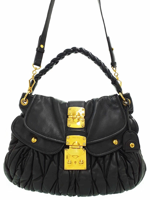Miu Miu — Miu Miu 2-Way Leather Black Shoulder Bag Women's #TB1075