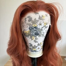 HD Lace Front Wig Long Wavy Heat Resistant Synthetic Hair Copper Red Natural