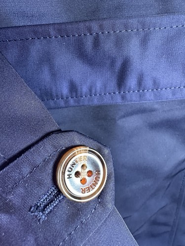 Hunter Water Resistant Stacy Rain Trench Coat Navy Knee Length Preppy New Large - Picture 9 of 18