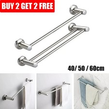 Single Double Towel Rail Rack Holder Wall Mounted Bathroom Kitchen 60cm Long UK