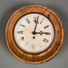 Antique French Tole Wear Metal Wall Clock 