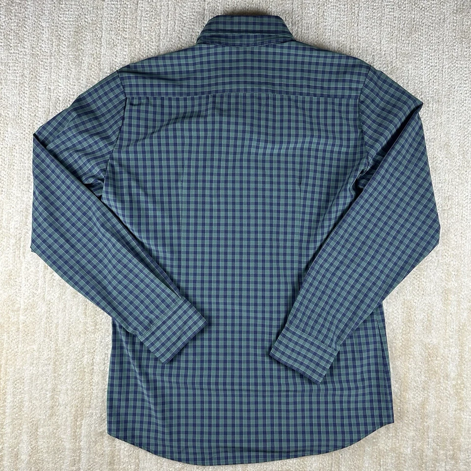 Mizzen Main Shirt Men Large Tall Leeward Gingham Check Slim Poly Blend Green - Image 3 of 4