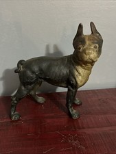 Antique Vtg Cast Iron Boston Terrier Bulldog Doorstop 9  Dog Hubley Like - Metal