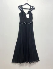 True Decadence Black Pleated Lace Bodice Maxi Long Dress UK 10 New RRP £209