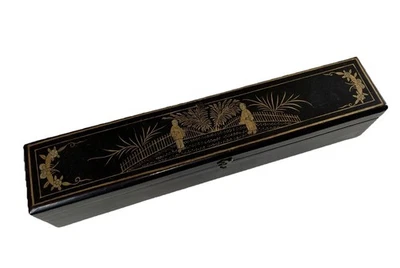 Boîte Coffret pour Éventail en Bois Laqué Canton Chine XIX ème Antique Fan Case - Photo 1/4