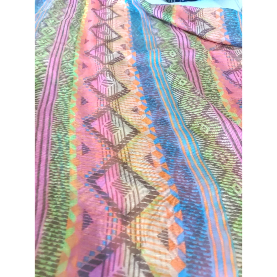 Bufanda Infinity Naranja Azul Diseño Azteca 68" X 23 Transparente Ligera Foto 3 de 4