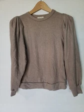 JOLIE WOMEN'S PUFF SHOULDER MOCK NECK FUZZY SWEATER TAN SMALL S 