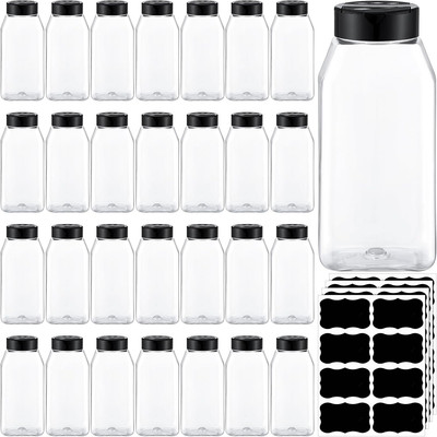 28 Pack 16 Oz Plastic Spice Jars with Cap Square Plastic Bottle Containers with 