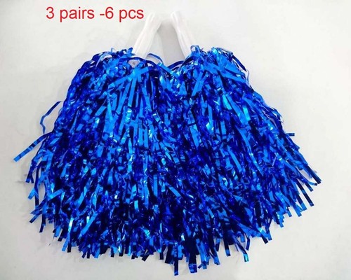 6pcs Metallic Cheerleader Cheer Cheerleading Dance Party Dress Pom Poms School - Picture 12 of 15