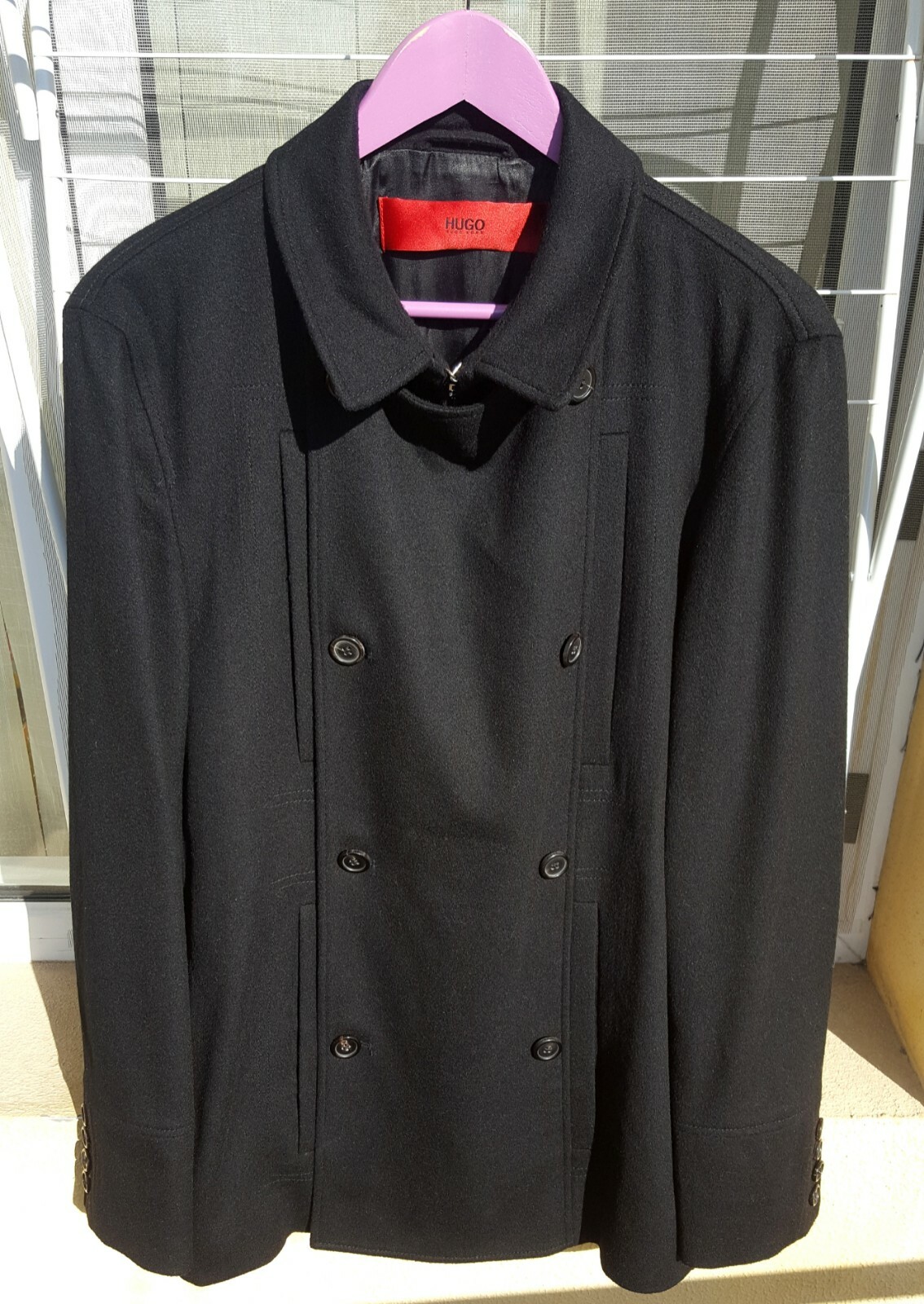 FILA Cappotto lana uomo Hugo Boss nuovo cappotto due file nero 50 L mai indossato new