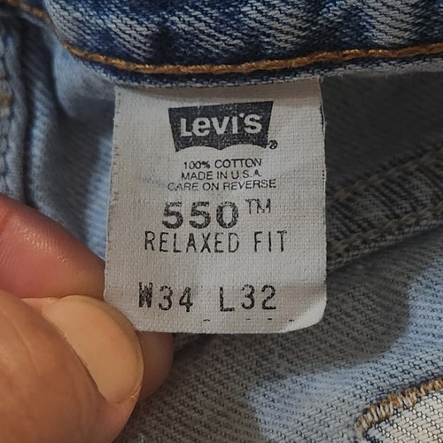 Vintage USA Levis 550 34X32 Men's Relaxed Leg Light Wash Red Tab Distressed - Picture 2 of 10