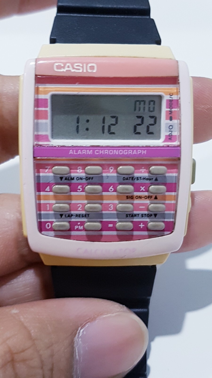 Vintage Casio Digital Calculator Watch LDF-40 Pinky white