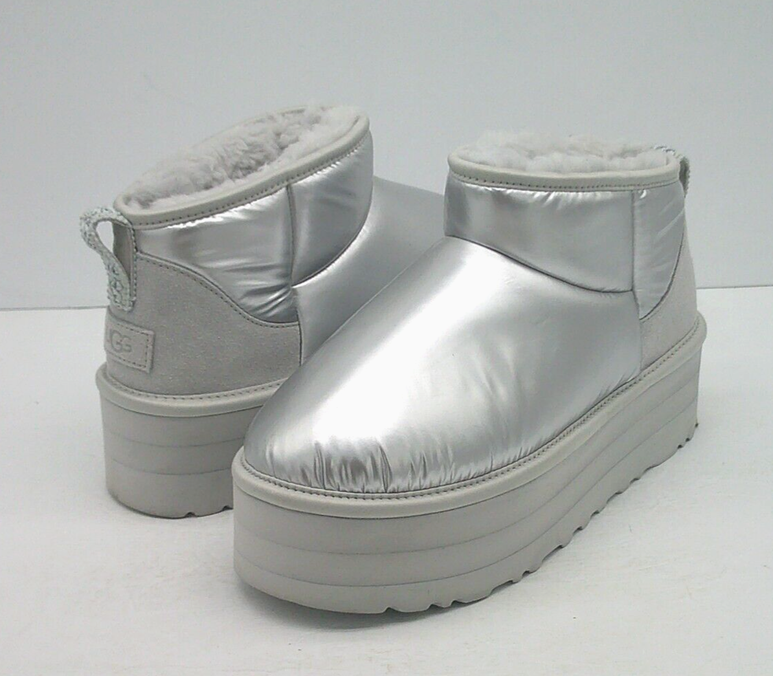[UGG] ULTRA MINI PLATFORM HI SHINE SILVER ☆送料込☆ UGG ULTRA MINI PLATFORM HI SHINE WOMEN BOOTS SILVER US 7 /UK