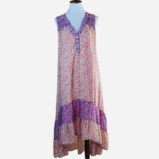 Easel Anthropologie Prairie Floral Sleeveless High Low Shift Sundress Size Small