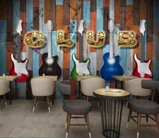 3D Guitar Club 47779NA Wallpaper Wall Murals Removable Wallpaper Fay