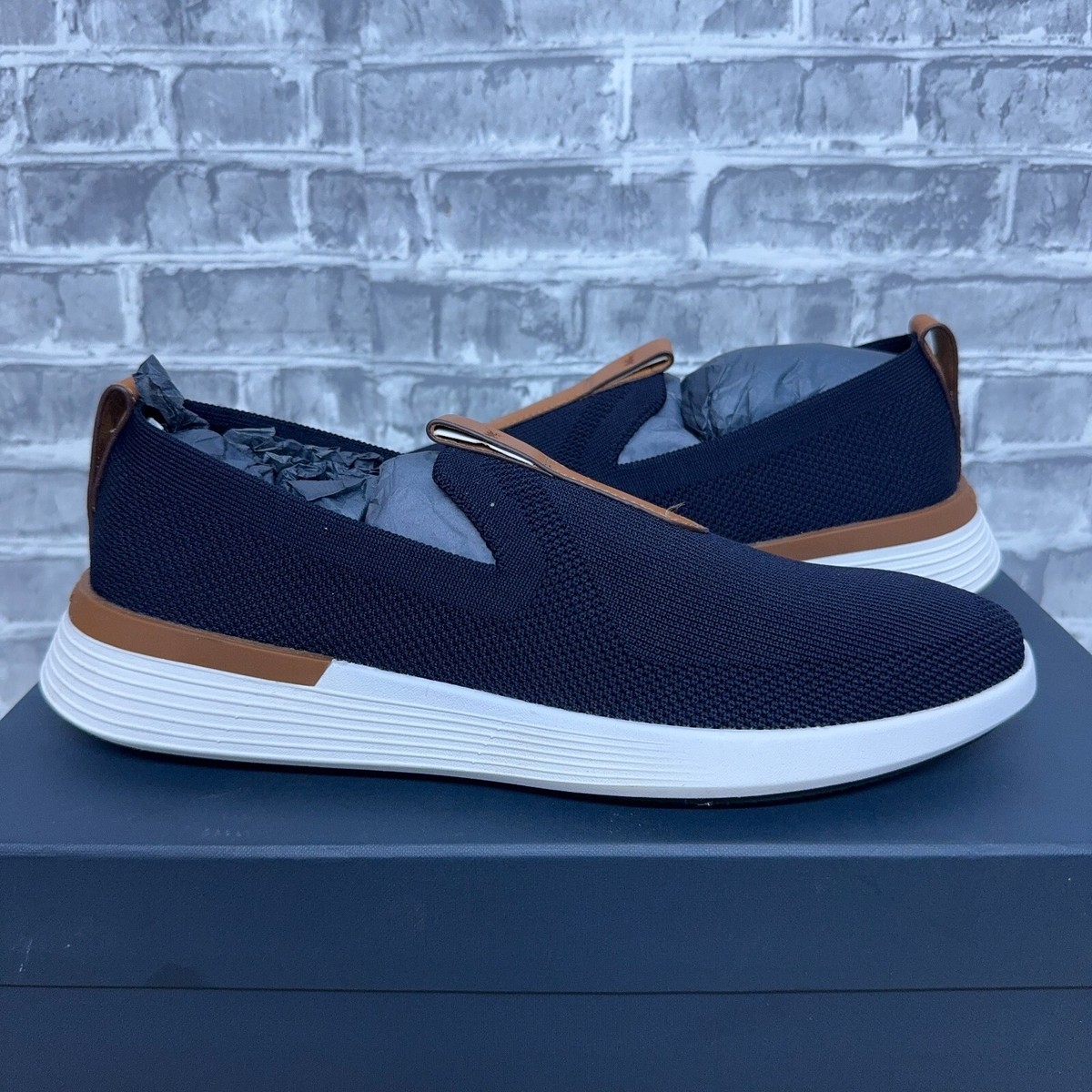 Wolf & Shepherd Swiftknit Derby Sport Shoes Mens Size 14 White Navy Knit Lace Up Wolf & Shepherd Swiftknit Derby Navy Blue White Knit Shoes  main image 4