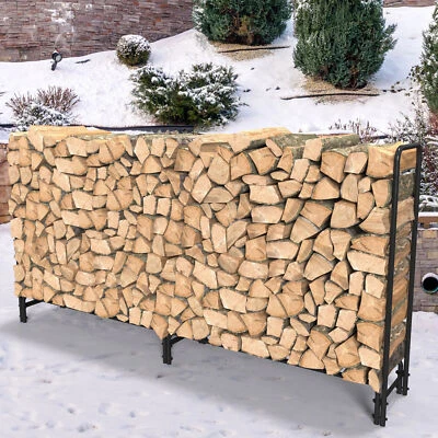 7.6ft Long Firewood Rack Heavy Duty Metal Log Rack Outdoor Patio Wood Stacker US - Image 1 of 4