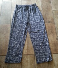 New TAHARI Women's Elastic Waist Straight Leg Lounge Pants Navy Blue Paisley