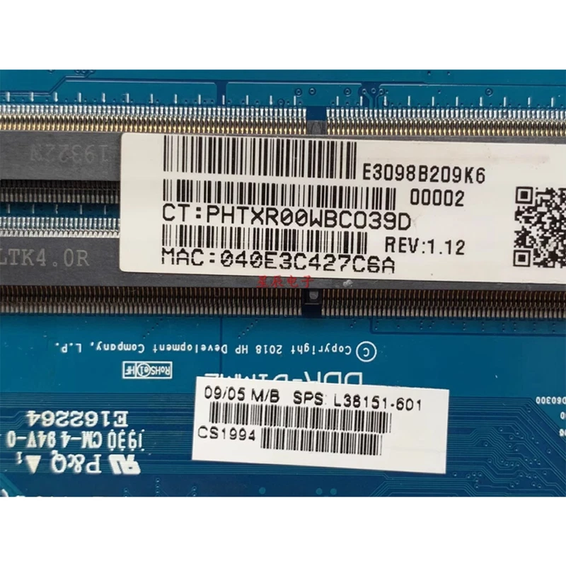 For HP 240 G7 14-CK i5-8265U Laptop Motherboard 6050A3024001 L38151-601 4