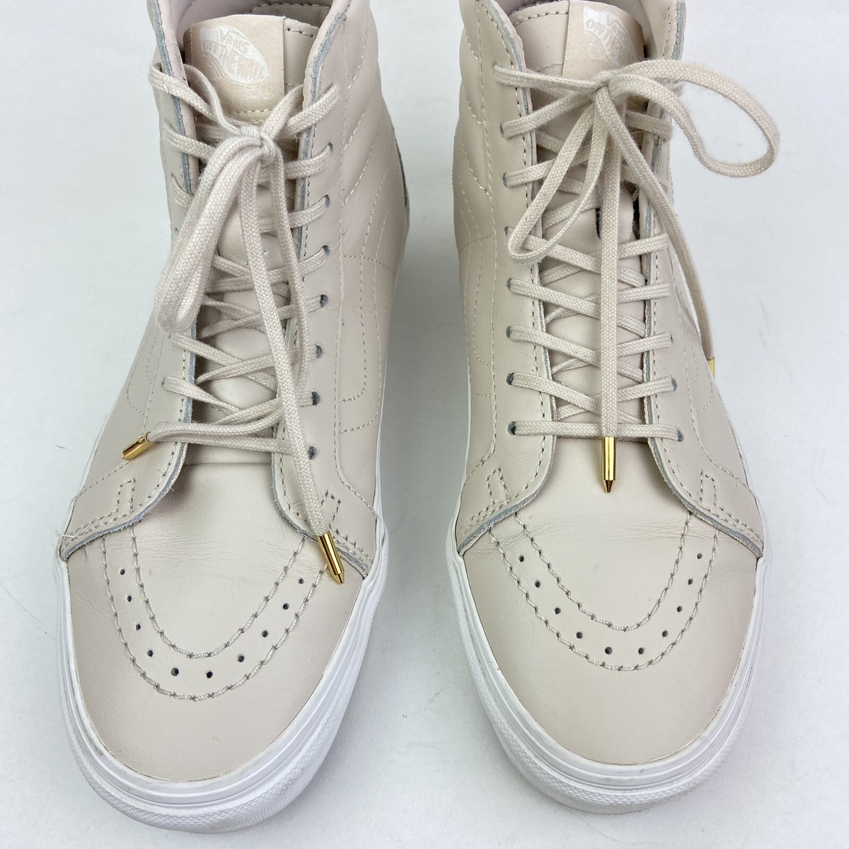 Vans Sk8 Hi Reissue DX Leather Beige Cream Skate Shoes Men 7 Women