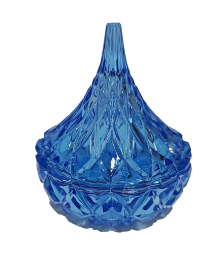 Hershey's Kisses Godinger Blue Crystal Covered Candy Dish - Picture 1 of 8