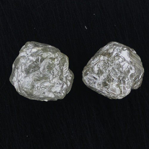 1.56 CT 2 Piece Silver Green Raw Uncut Gemstone, Natural Rough Loose Diamond - Picture 3 of 8