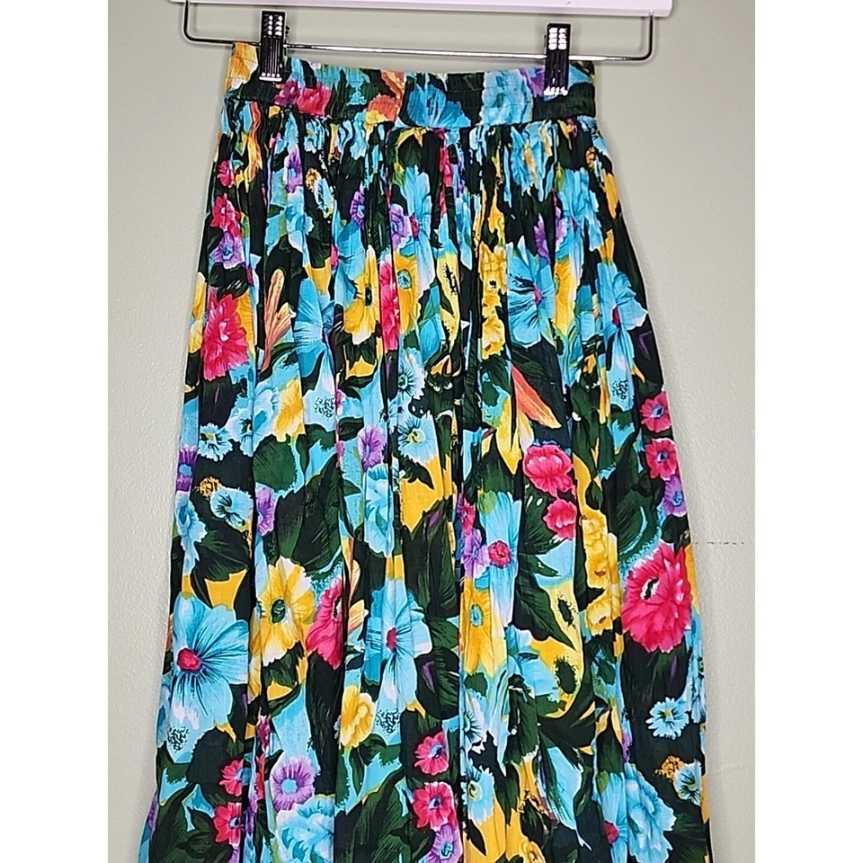 Falda Midi Worthington De Colección M Multi Pull On Floral Completa Boho Cottage Tropical Foto 3 de 4